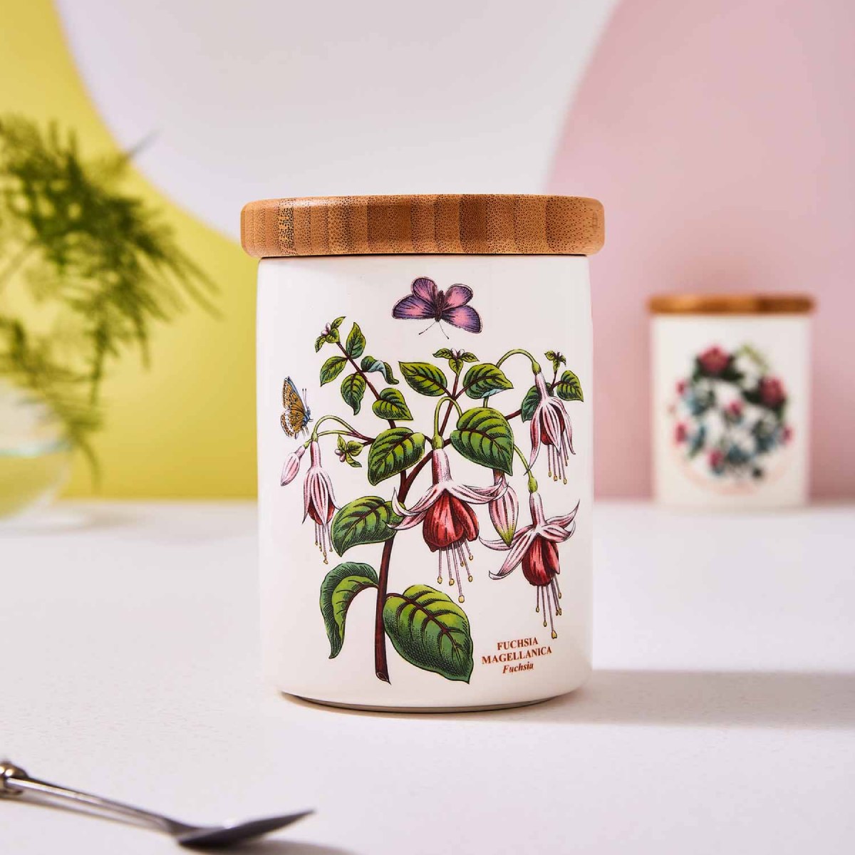 Botanic Garden 5.5 Inch Storage Jar, Fuchsia image number null